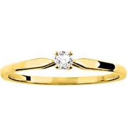 Bague or jaune 375/1000 et diamant 0,08 carat, taille brillant by Stauffer