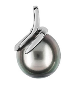 Pendentif or gris 375/1000, Perle de Tahiti de 8,00 mm by Stauffer