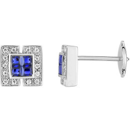 Boucles d'Oreilles Argent 925, Cristaux Bleus et Oxydes par Stauffer