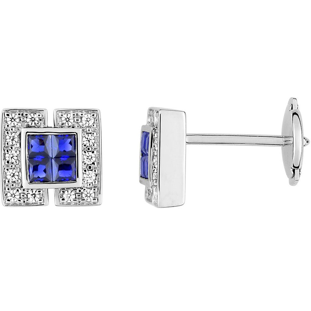 Boucles d'Oreilles Argent 925, Cristaux Bleus et Oxydes par Stauffer