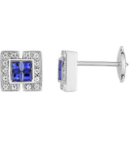 Boucles d'Oreilles Argent 925, Cristaux Bleus et Oxydes par Stauffer