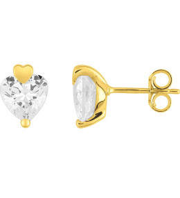 Boucles d'oreilles or jaune 375/1000, coeurs oxydes de zirconium taille coeur by Stauffer
