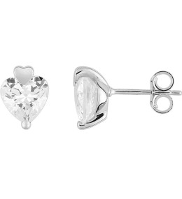 Boucles d'oreilles or gris 375/1000, coeurs oxydes de zirconium taille coeur by Stauffer