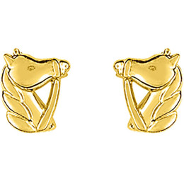 Boucles d'oreilles or jaune 375/1000, tête de chevaux by Stauffer