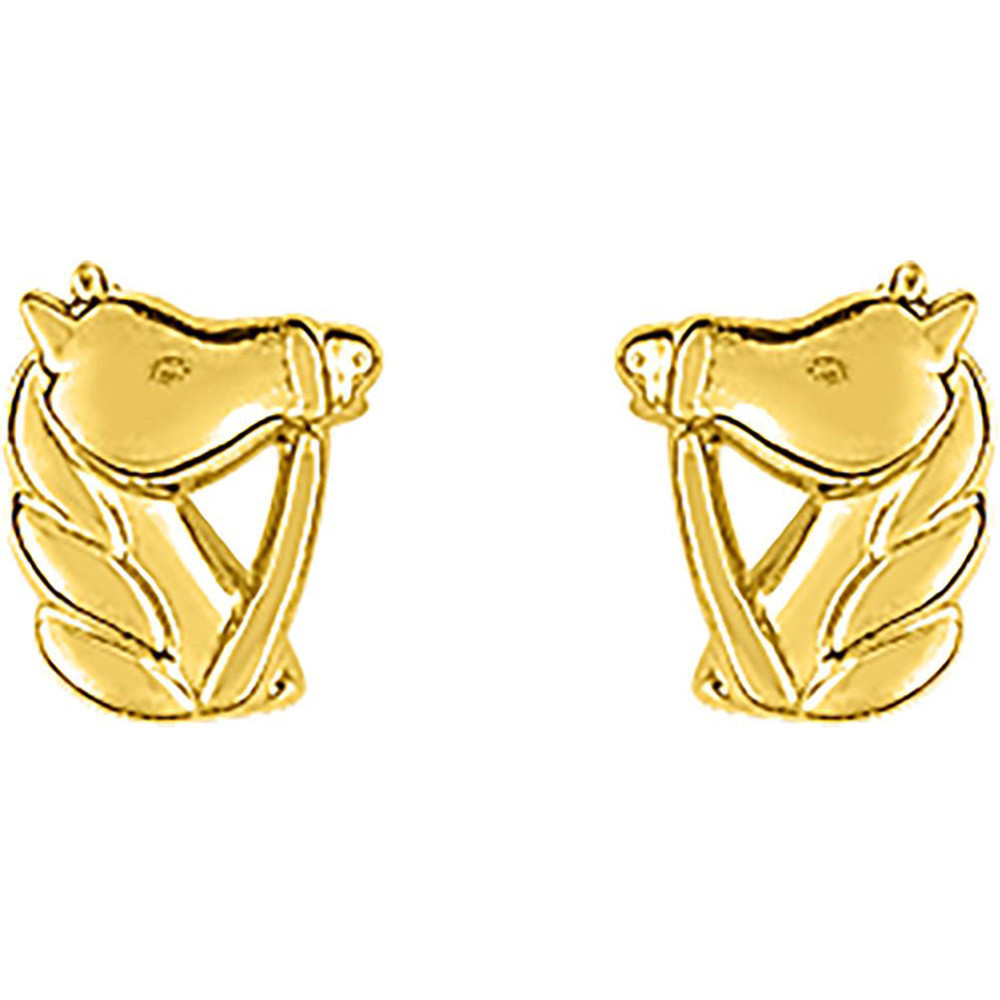 Boucles d'oreilles or jaune 375/1000, tête de chevaux by Stauffer