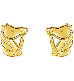 Boucles d'oreilles or jaune 375/1000, tête de chevaux by Stauffer
