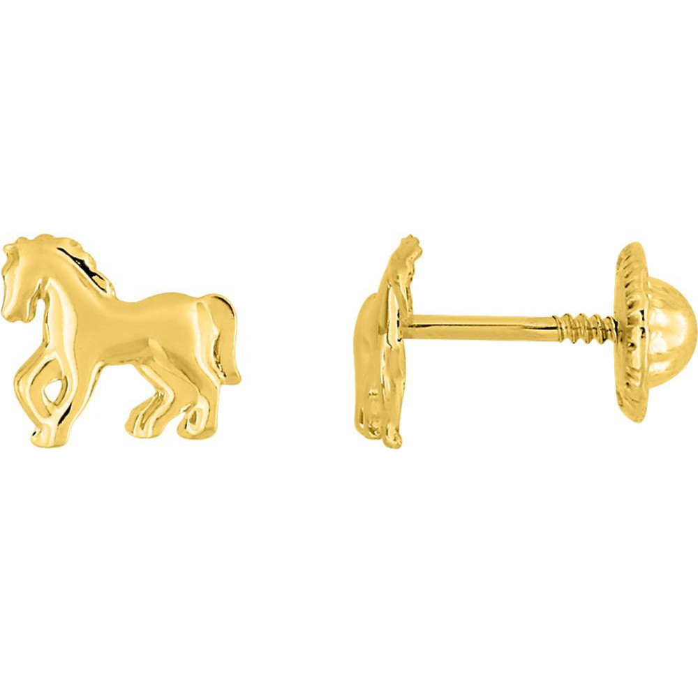 Puces Cheval Or Jaune 375/1000 Fermoir Vis par Stauffer