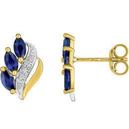 Boucles d'oreilles or bicolore 375/1000, saphirs bleus taille navette by Stauffer
