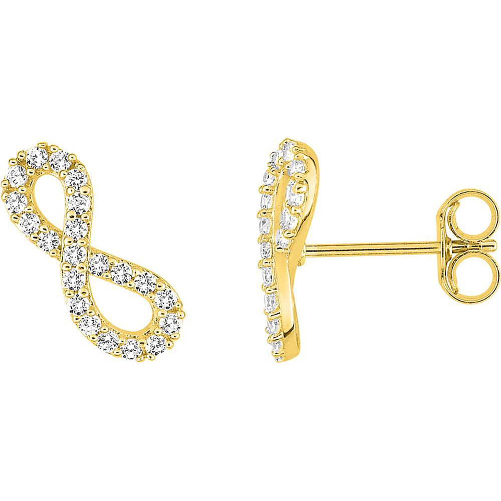 Boucles d'oreilles or jaune 375/1000, motif infini et oxydes de zirconium taille brillant by Stauffer