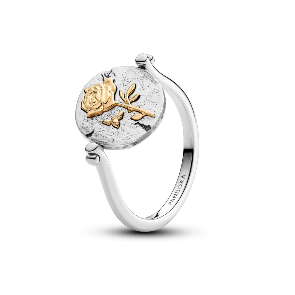 Bague Pandora médaillon réversible rose en argent 925/1000 et en métal doré or jaune 585/1000, 164810C01