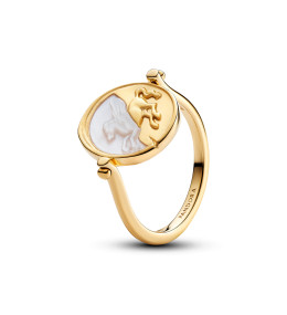 Bague Pandora médaillon réversible Pégase en métal doré or jaune 585/1000, 164812C01