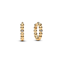 Boucles d'oreilles créoles Pandora Huggie perlées et scintillantes en métal doré or jaune 585/1000 264823C01