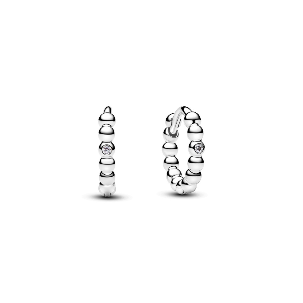Boucles d'oreilles créoles Pandora Huggie perlées et scintillantes en argent 925/1000 294823C01
