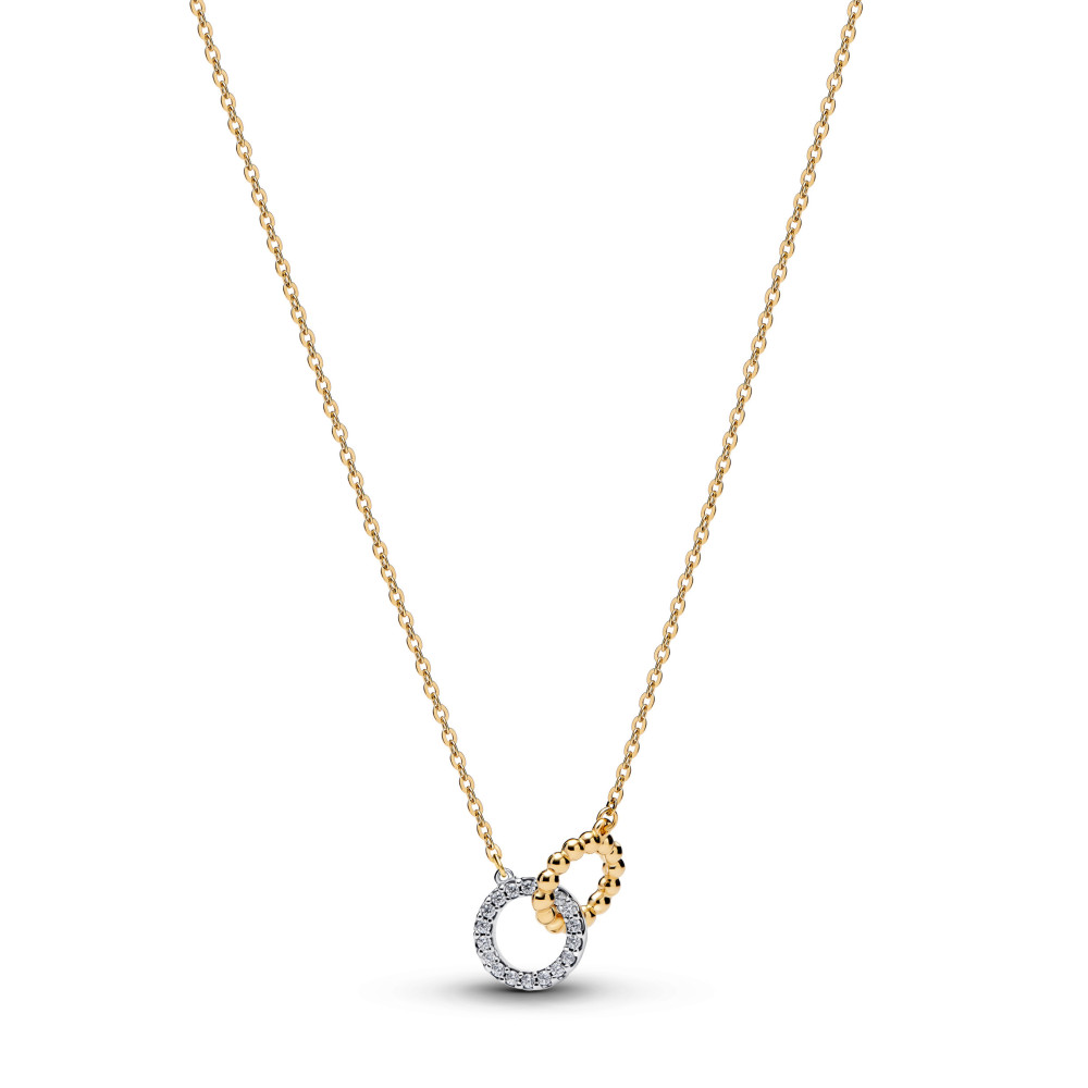 Collier Pandora signature cercles entrelacés en argent 925/1000 métal doré or jaune 585/1000 364825C01-45
