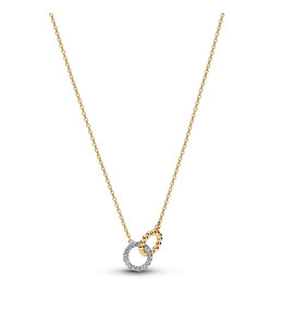 Collier Pandora signature cercles entrelacés en argent 925/1000 métal doré or jaune 585/1000 364825C01-45