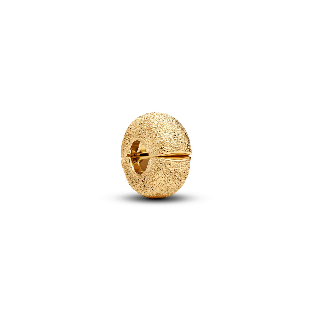 Charm clip mini Pandora texturé en métal doré or jaune 585/1000 764771C00