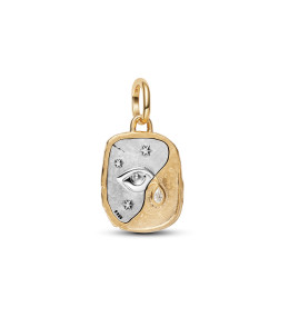 Charm médaillon Pandora oeil protecteur ancien en argent 925/1000 et métal doré or jaune 585/1000 764808C01