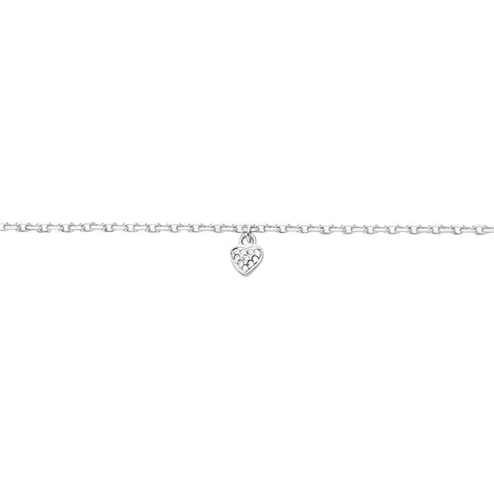 Chevillère argent 925/1000, motif coeur pavage en oxydes de zirconium by Stauffer