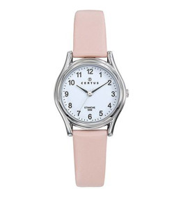 Montre Femme CERTUS Analogique Aiguilles en métal argenté et cuir rose 644566