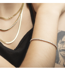 Bracelet Rivière Femme Lotus Style Urban Woman Doré & Cristaux (LS2341-2/2)