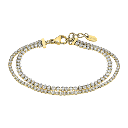 Bracelet Lotus Style Old money en acier PVD jaune et cristaux LS2574-2/2