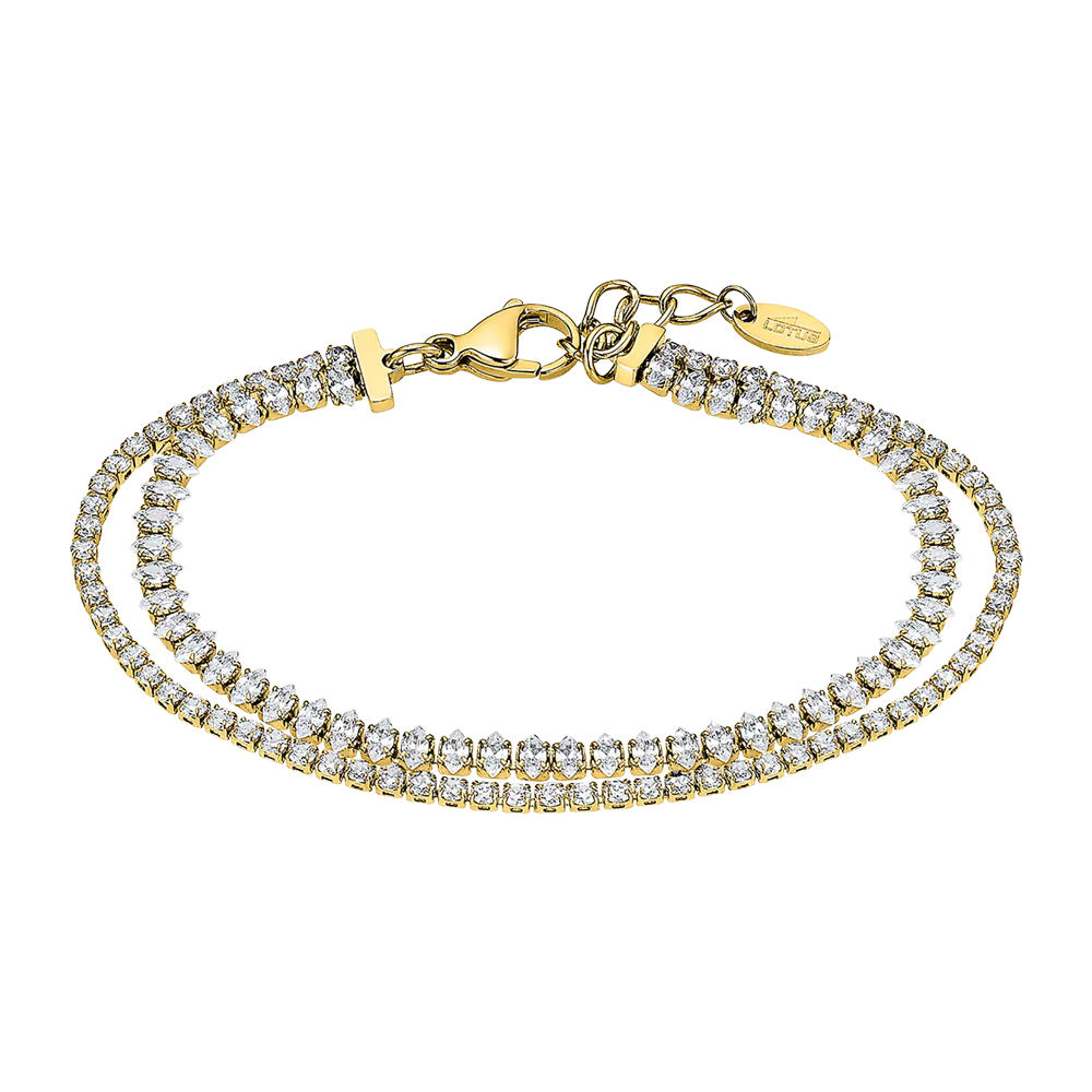 Bracelet Lotus Style Old money en acier PVD jaune et cristaux LS2574-2/2