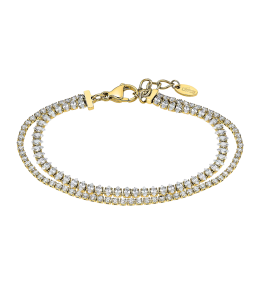 Bracelet Lotus Style Old money en acier PVD jaune et cristaux LS2574-2/2