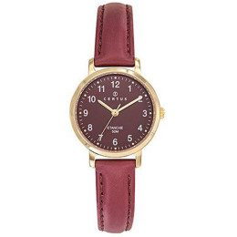 Montre Femme CERTUS Analogique Aiguilles en métal doré et cuir bordeaux 646609