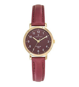Montre Femme CERTUS Analogique Aiguilles en métal doré et cuir bordeaux 646609
