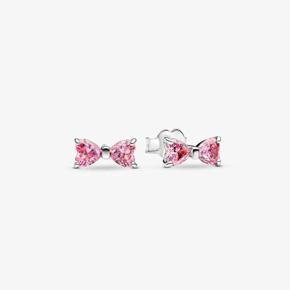 Boucles d'oreilles Pandora Noeud rose  scintillant en argent 925/1000 293505C01