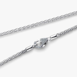 Collier Femme Pandora Maille Queue de Renard Fermoir Pavé Argent (394463C01-45)