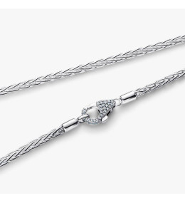 Collier Femme Pandora Maille Queue de Renard Fermoir Pavé Argent (394463C01-45)