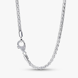 Collier Pandora maille queue de renard fermoir pavé en argent 925/1000 394463C01-45