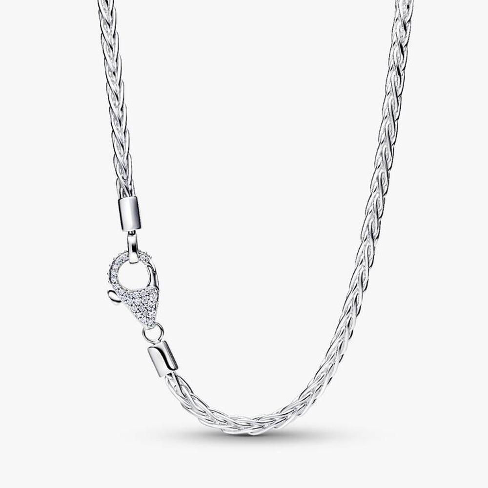 Collier Pandora maille queue de renard fermoir pavé en argent 925/1000 394463C01-45