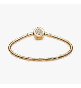 Bracelet Pandora Maille Serpent O Couronné Scintillant Doré Or 14k (569046C01)