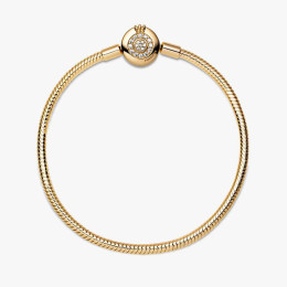 Bracelet Pandora Maille Serpent O Couronné Scintillant Doré Or 14k (569046C01)