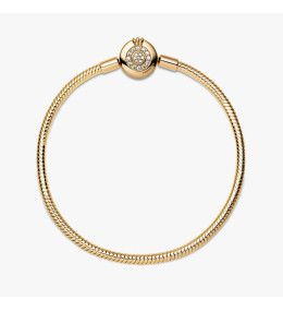 Bracelet Pandora Maille Serpent O Couronné Scintillant Doré Or 14k (569046C01)