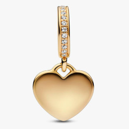 Charm Pendentif Pandora Plaque Cœur Gravable Doré Or 14k (768761C01)