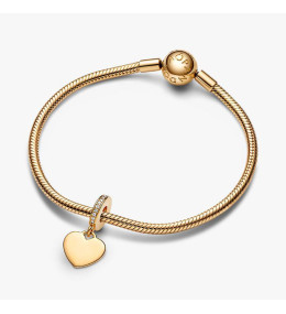 Charm Pendentif Pandora Plaque Cœur Gravable Doré Or 14k (768761C01)
