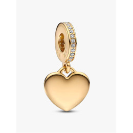 Charm pendentif Pandora plaque coeur gravable en métal doré or jaune 585/1000 768761C01