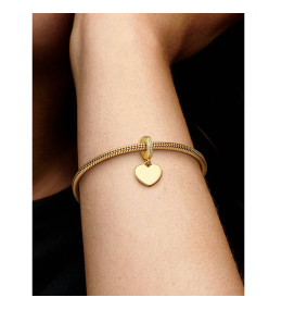 Charm Pendentif Pandora Plaque Cœur Gravable Doré Or 14k (768761C01)
