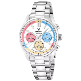 Montre femme Festina boyfriend chronographe en acier cadran multicolore 20753/6
