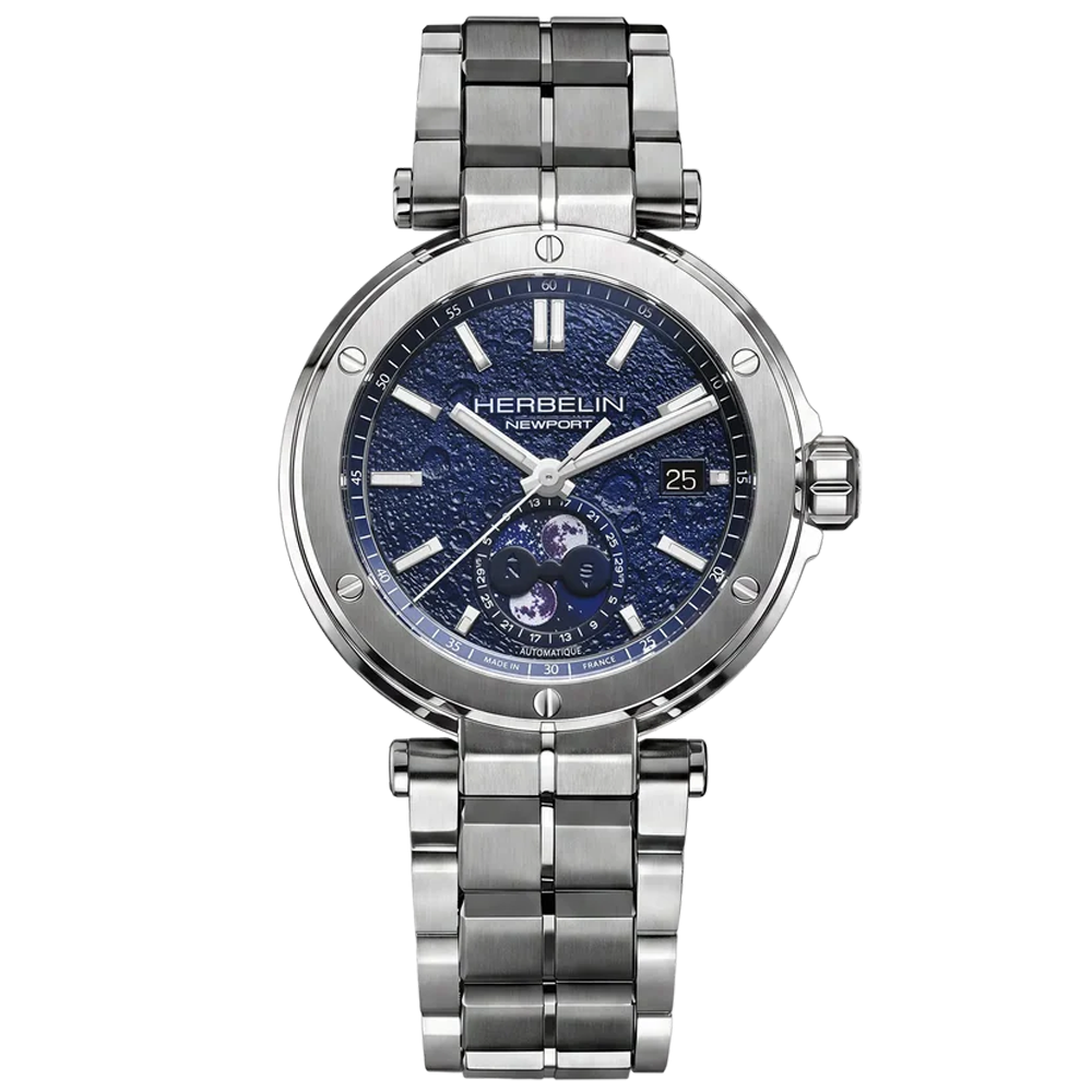 Montre homme Herbelin NEWPORT Automatique phases de lune en acier avec cadran bleu 2889B15