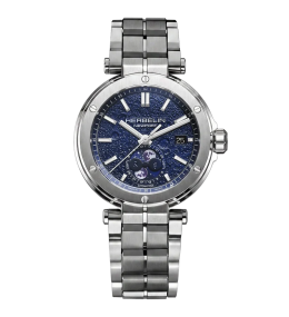 Montre homme Herbelin NEWPORT Automatique phases de lune en acier avec cadran bleu 2889B15