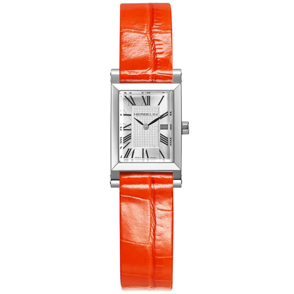 Montre femme HERBELIN ANTARES, en acier et cuir orange A17344AP01C127
