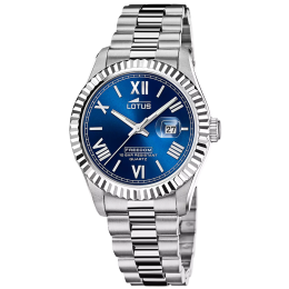 Montre homme LOTUS, 3 aiguilles date en acier cadran bleu 19002/3