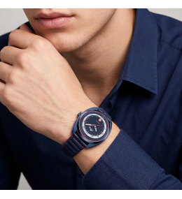 Montre Homme LOTUS Pulse Collection - 3 aiguilles date acier PVD bleu et cuir 19097/1