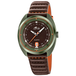 Montre homme LOTUS, Pulse collection, 3 aiguilles date en acier PVD vert et cuir 19098/2