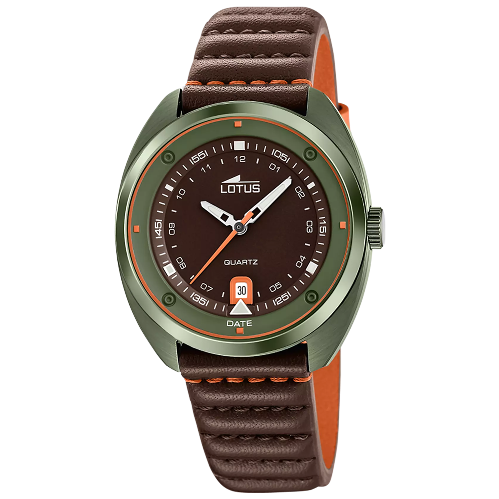 Montre homme LOTUS, Pulse collection, 3 aiguilles date en acier PVD vert et cuir 19098/2