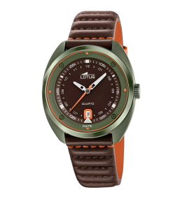 Montre homme LOTUS, Pulse collection, 3 aiguilles date en acier PVD vert et cuir 19098/2